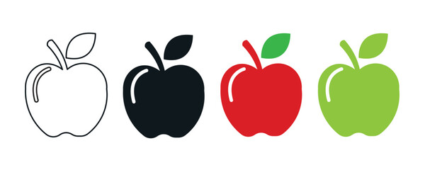 A vector illustration of an Apple icon black and white, red or outline apple flat design