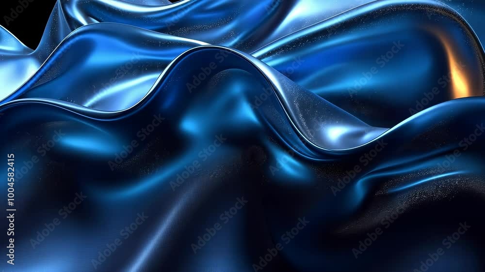 Poster flowing waves of blue metallic fabric creating a captivating display