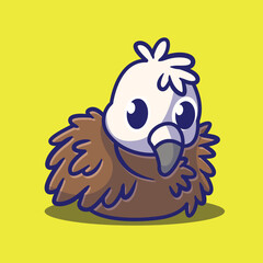 cute chibi vector ostrich character with pose
