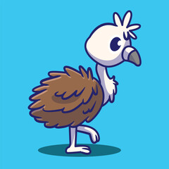 cute chibi vector ostrich character with pose