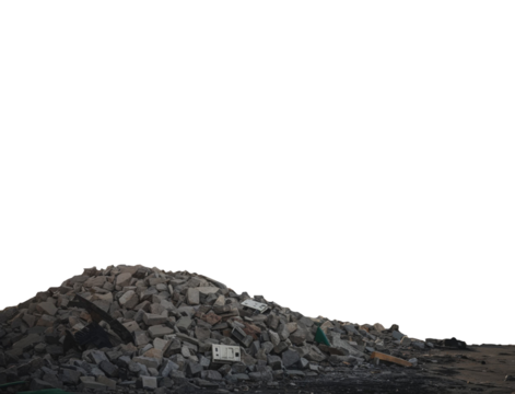 Isolated Rubble and Debris Pile on Transparent Background: Wasteland Trash, Rocks, and Wreckage, Precision-Cut Using Premium Pen Tool. Ideal for Decay, Destruction, and Post-Apocalyptic Visual Concept