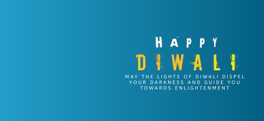 Fototapeta premium Happy diwali poster with oil lamps or diyas illustration on blue background.