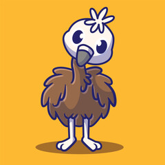 cute chibi vector ostrich character with pose