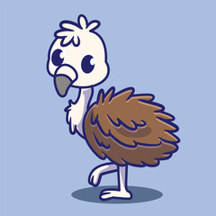 cute chibi vector ostrich character with pose