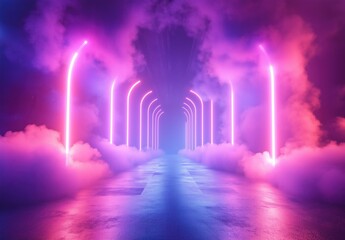 Futuristic Neon Tunnel With Vibrant Pink and Purple Glow