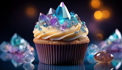 Crystal Cavern Cupcake. Fantasy-inspired foods, blending imagination with culinary art