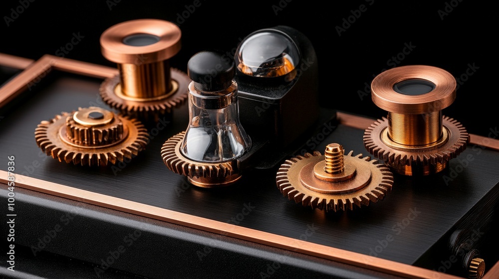 Aufkleber steampunk clockwork mechanism: a mesmerizing close-up of a meticulously crafted steampunk clockwork 
