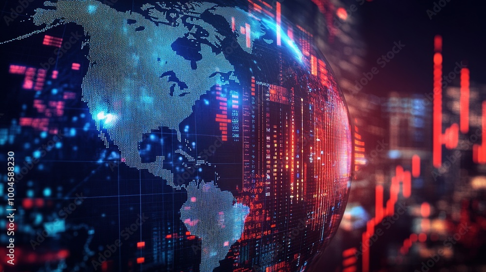 Poster global data visualization with technology background