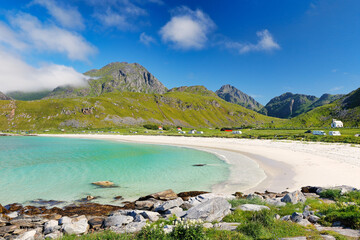 The Haukland beach at Lofoten islands, Norway