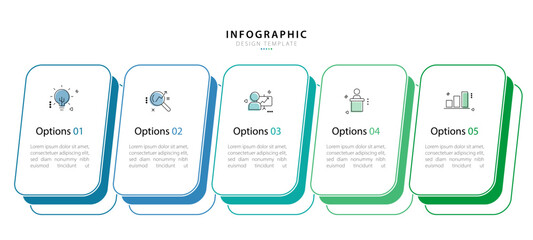 Business infographic template. 5 Step timeline journey. Process diagram, 5 options on white background, Infograph elements vector illustration.