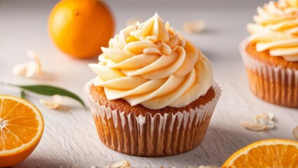 Almond Cupcake with Oranges.
 