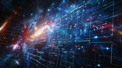 Fototapeta premium Creative fusion of entanglement entropy equations and expanding universe in cosmic imagery