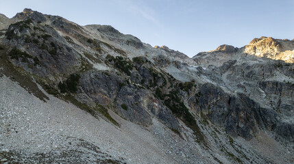 Scenic View of Rocky Mountain Range in BC, Canada During Daytime