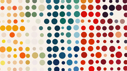  A minimalist grid of dots with varying sizes and colors. 