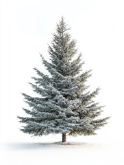 Obraz premium blue spruce, isolated coniferous tree, on white background, photo, 3d rendering ,isolated
