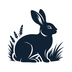 set of rabbits silhouettes