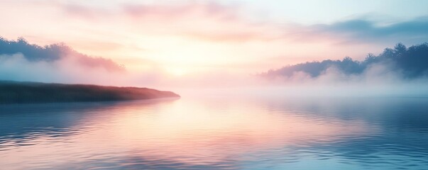 Obraz premium Swirling fog over a tranquil river, glistening water, 3D illustration