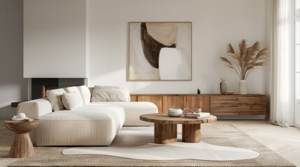 Obraz premium Minimalist Living Room Design with a Touch of Nature