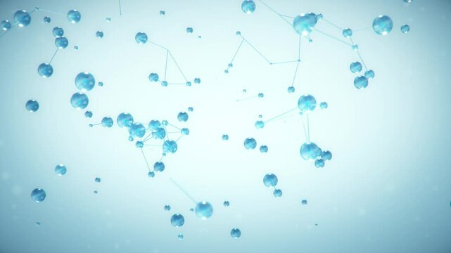 Abstract blue network background with interconnected spheres and lines, symbolizing global connectivity and technology. Loop-ready
