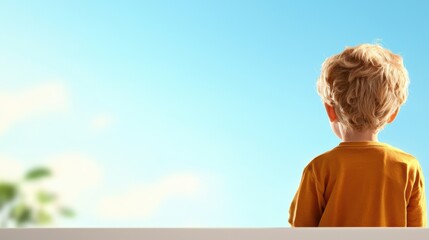 Fototapeta premium Child Looking at Blue Sky on a Bright Day