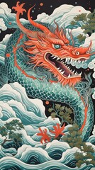 Obraz premium Chinese dragon representation backgrounds creativity.