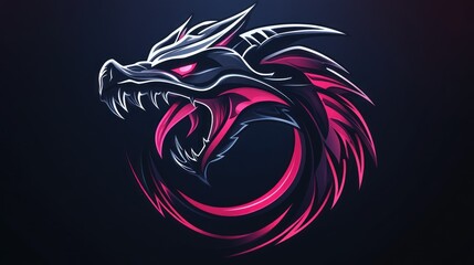 illustration gaming mascot dragon head logo Dragon design E-Sport background wallpaper AI generated image