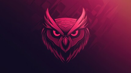 Illustration gaming mascot red owl bird head logo design E-Sport background wallpaper AI generated image