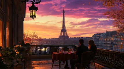 A romantic moment captured in the heart of Europe, as love blossoms between a couple in the enchanting city of Paris, where every corner tells a story of passion and romance.