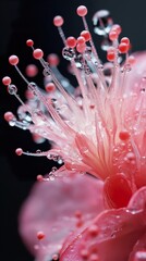 Pink Flower with Dew Drops: A Close-Up Macro Photography