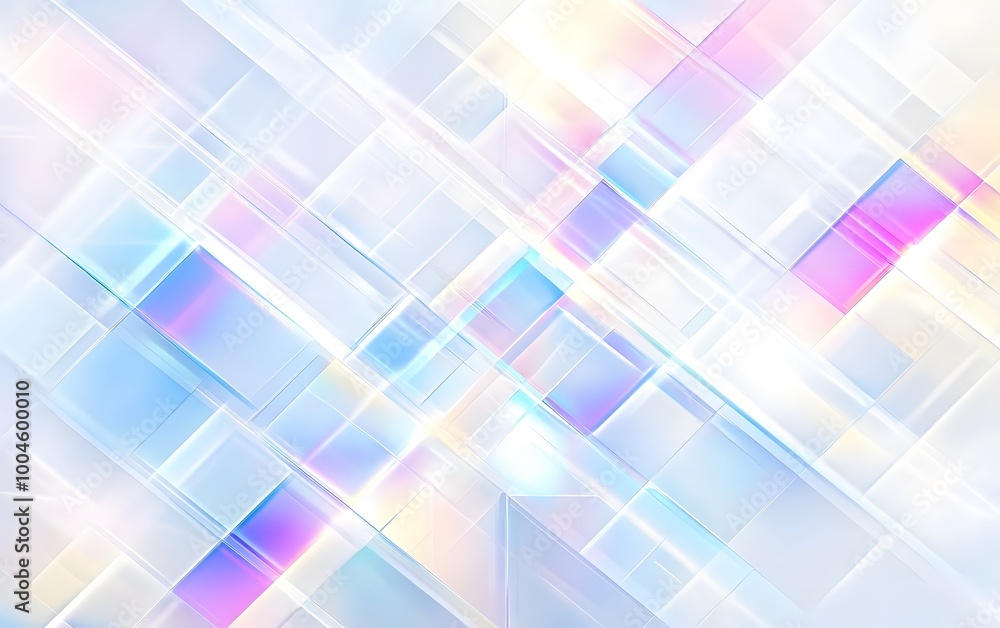 Poster abstract background of pastel colored geometric pattern with light refraction, generative ai
