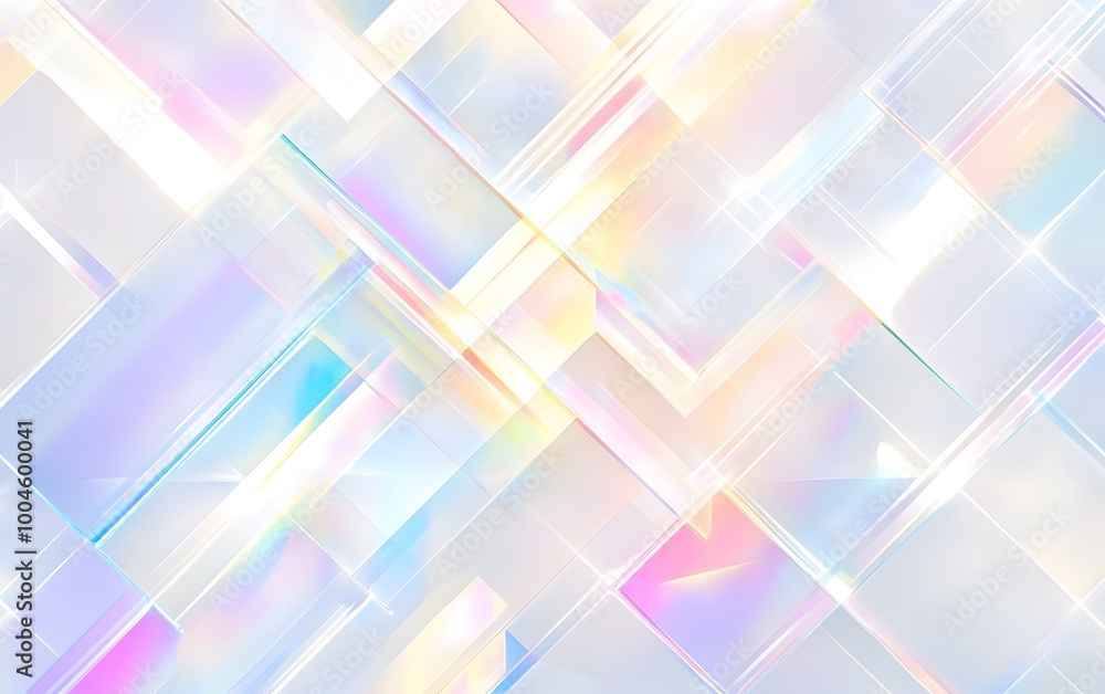 Poster abstract background of pastel colored geometric pattern with light refraction, generative ai