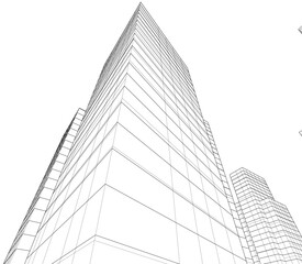 Fototapeta premium Modern architecture, city buildings 3d illustration