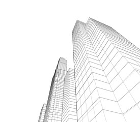 Fototapeta premium Modern architecture, city buildings 3d illustration