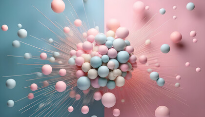 "Minimalist pastel spheres burst with subtle elegance."