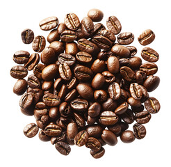 Fototapeta premium Coffee beans isolated on transparent background. Top view. Png format