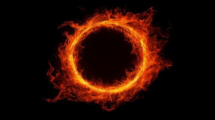 Fototapeta premium Ring of fire burning on black background