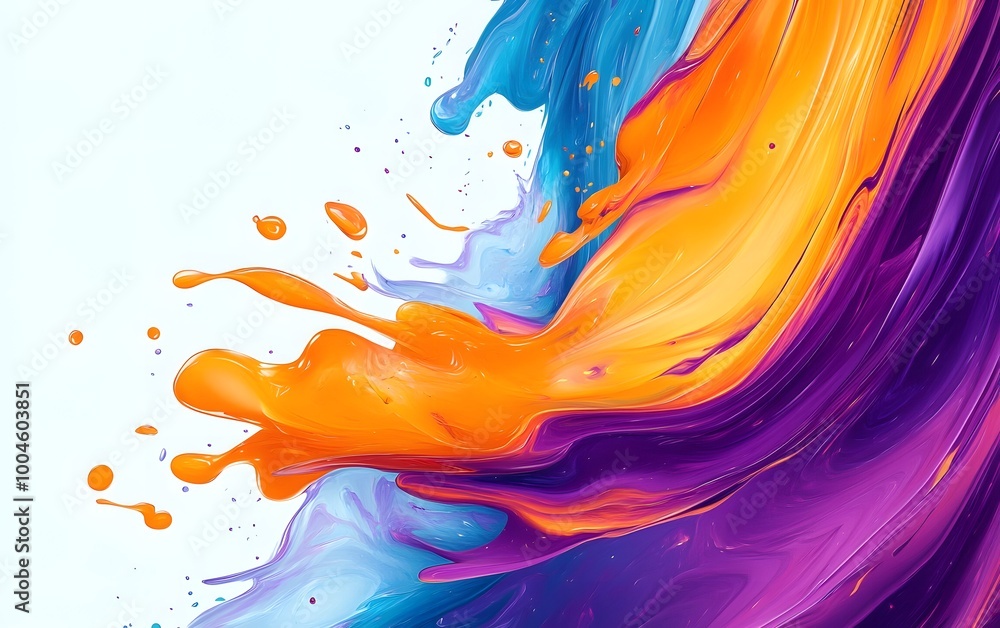 Poster dynamic abstract art background of powerfully flowing colorful liquids, generative ai