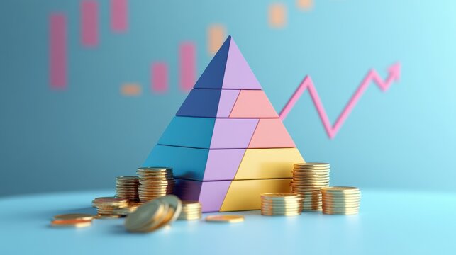 Financial pyramid scheme concept with investment risk