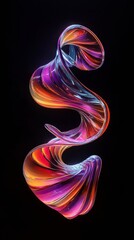 Fototapeta premium Colorful abstract shape swirling on black background