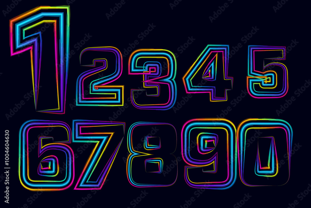 Poster vector set of number, gradient color number