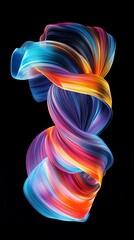 Obraz premium Abstract colorful swirl flowing on black background