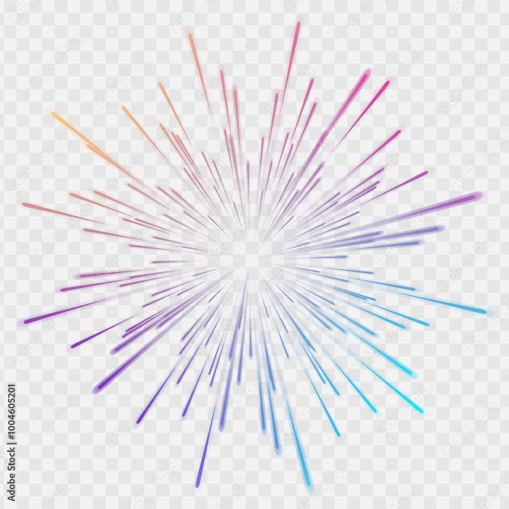 Poster abstract neon rays of light on a transparent background in png format. purple speeds on the expressw