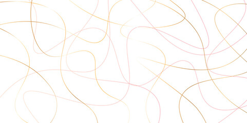 Random pattern colorful line stroke on a transparent background. Chaotic random lines abstract geometric pattern vector background. Decorative golden pattern with tangled curved lines.	