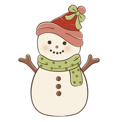 Christmas Snowman Doodle Magic, Winter Wonderland Snowman Line Art