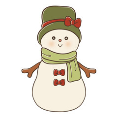 Christmas Snowman Doodle Magic, Winter Wonderland Snowman Line Art