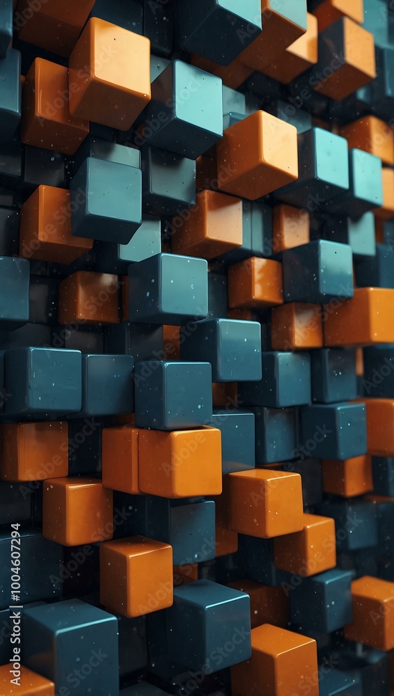 Poster abstract cubes representing data and technology.
