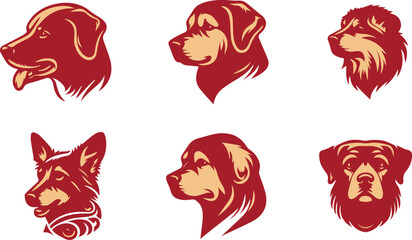 dog head vector illustration set