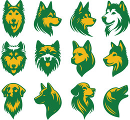 dog head vector illustration set