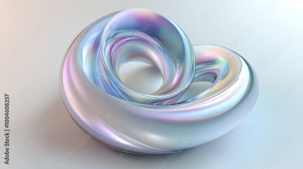 Poster holographic iridescent fluid shape forming abstract loop design