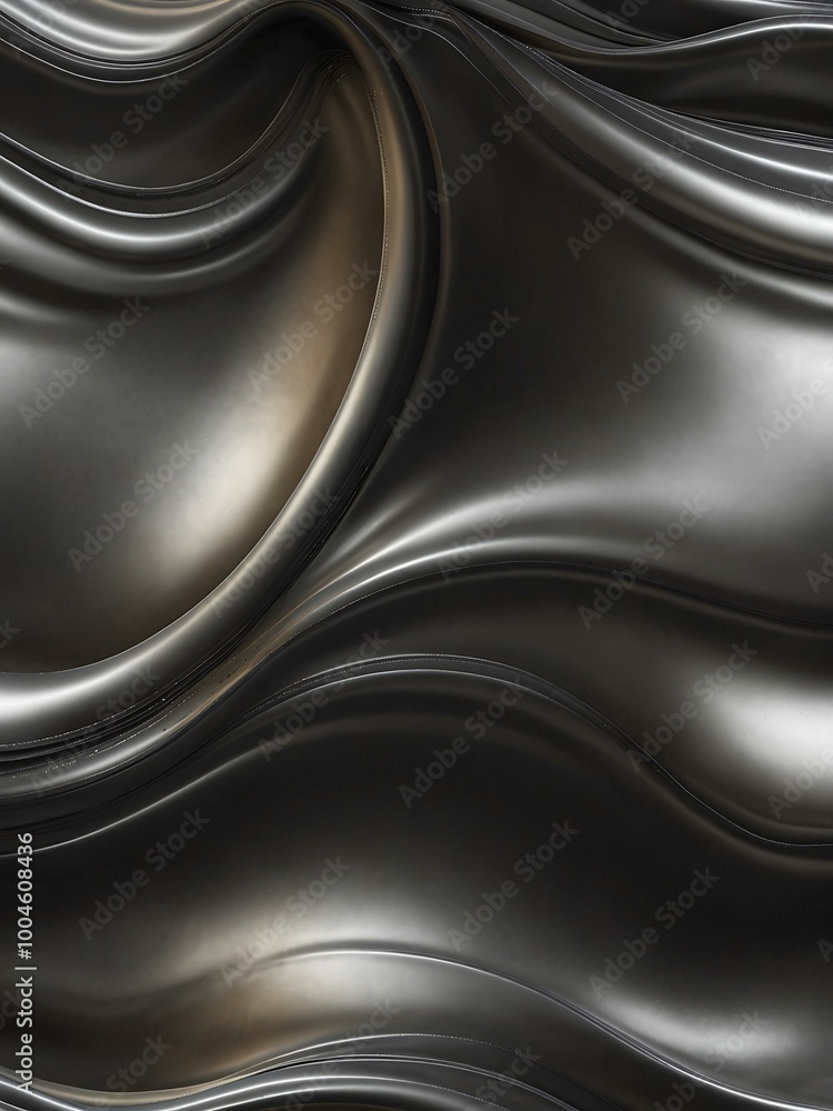 Poster abstract metallic waves with smooth texture